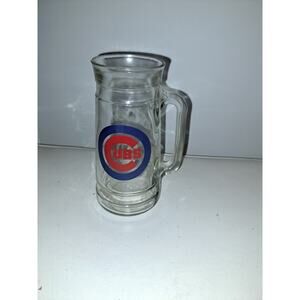 Vintage Chicago Cubs Clear Glass Beer Mug Stein Cup